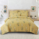 Malako Basel Yellow Botanic 100% Cotton King Size Bedding Set - MALAKO